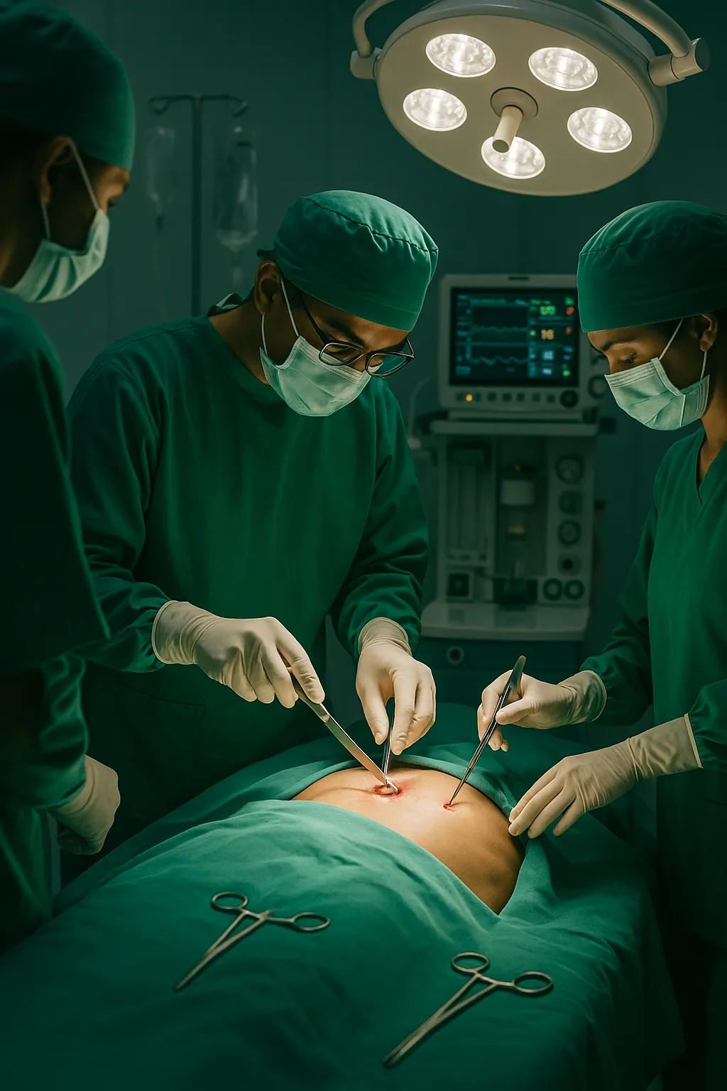 Experienced surgeons performing advanced general surgery using minimally invasive techniques at Mallige Hospital, the Best General Surgery Hospital in Bangalore.